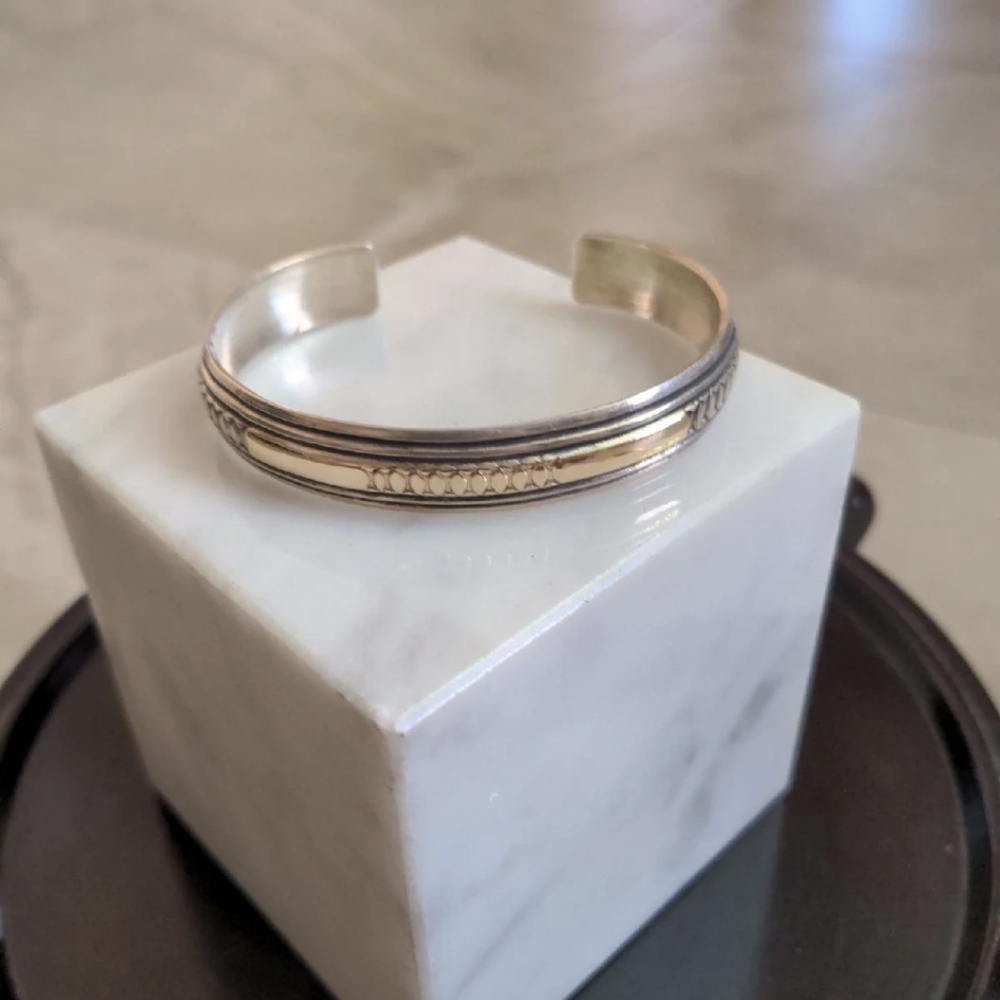 NAVAHO 14K AND STERLING CUFF BRACELET